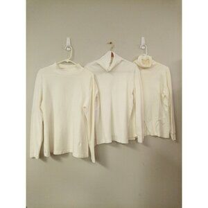 Bundle of 3 Off White Turtle Neck Tops Shirts Size L